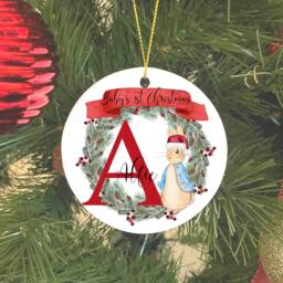 Baby's First Christmas Ornament, Keepsake, 1st Gift For Christmas, Bunny Rabbit Bauble - thumbnail 1