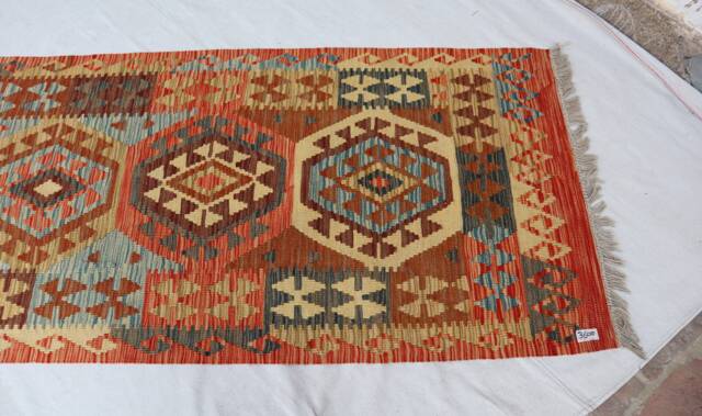 3x16 Hallway Kilim Runner Afghan Chubi, Veg Dye Wool - image 1