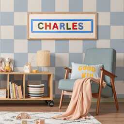 Custom Embroidered Name Banner , Personalized Name Pennant Flag, Birthday Gifts For Kids, Canvas Flag , Baby Sign , Wall Art Decor - thumbnail 2