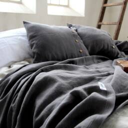 Queen King Size Linen Bed Cover/Large Coverlet Heavy Weight Softened Thick Linen Bedding - thumbnail 2