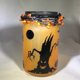 Halloween Mansion Mason Jar Lantern Eerie Flameless Luminaire - thumbnail 3