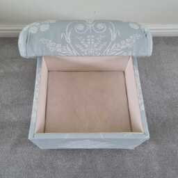 Laura Ashley Fabric Storage Footstool Handcrafted Pouffe Hassock Penrith Josette Duck Egg Truffle - thumbnail 3