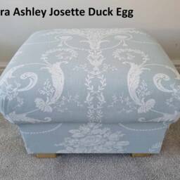 Laura Ashley Fabric Storage Footstool Handcrafted Pouffe Hassock Penrith Josette Duck Egg Truffle - thumbnail 2