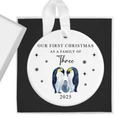 Our First Christmas As A Family Of Three 2026 Bauble, 3 Xmas Ornament, New Baby Gift, Keepsake Decoration, Parents - thumbnail 2