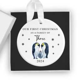 Our First Christmas As A Family Of Three 2026 Bauble, 3 Xmas Ornament, New Baby Gift, Keepsake Decoration, Parents - thumbnail 3