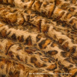 Faux Fur Throw Blanket - Orange Brown Leopard Shag, Minky Lining - thumbnail 2