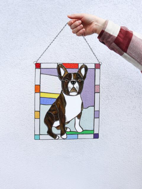 Custom Stained Glass Dog, Pet Wall Art, Window Hangings, Memorial Gift, Bereavement Mothert's Gift - image 1