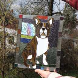 Custom Stained Glass Dog, Pet Wall Art, Window Hangings, Memorial Gift, Bereavement Mothert's Gift - thumbnail 3