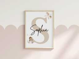 Personalised Unicorn Initial Name Print, & Princess Nursery Wall Art, Decor For Girls Bedroom, Pink Art - thumbnail 1