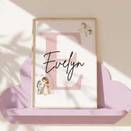 Personalised Unicorn Initial Name Print, & Princess Nursery Wall Art, Decor For Girls Bedroom, Pink Art - thumbnail 2