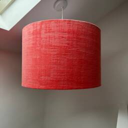 Coral Textured Velvet, Drum Lampshade /Ceiling Shade With A Metallic Brushed Gold Lining - thumbnail 3