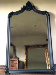 Statement Ornate Leaner Full Length Dress Free Standing French Matte Black Tall Arched Scroll Wall Mirror 6 Ft - thumbnail 1