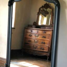Statement Ornate Leaner Full Length Dress Free Standing French Matte Black Tall Arched Scroll Wall Mirror 6 Ft - thumbnail 2