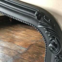 Statement Ornate Leaner Full Length Dress Free Standing French Matte Black Tall Arched Scroll Wall Mirror 6 Ft - thumbnail 4