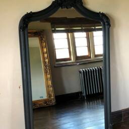 Statement Ornate Leaner Full Length Dress Free Standing French Matte Black Tall Arched Scroll Wall Mirror 6 Ft - thumbnail 3