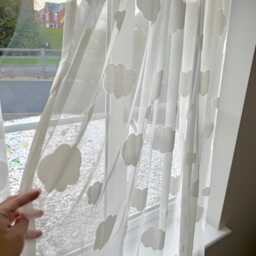 White Cloud Jacquard Sheer Curtains, Light Filtering Voile Drapes, Nordic Style Bedroom Living Room - thumbnail 3