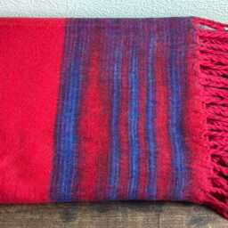 Tibetan Wrap Red Yak Wool Blanket Soft Oversized Shawl/Throw Meditation Handmade Nepal - thumbnail 2