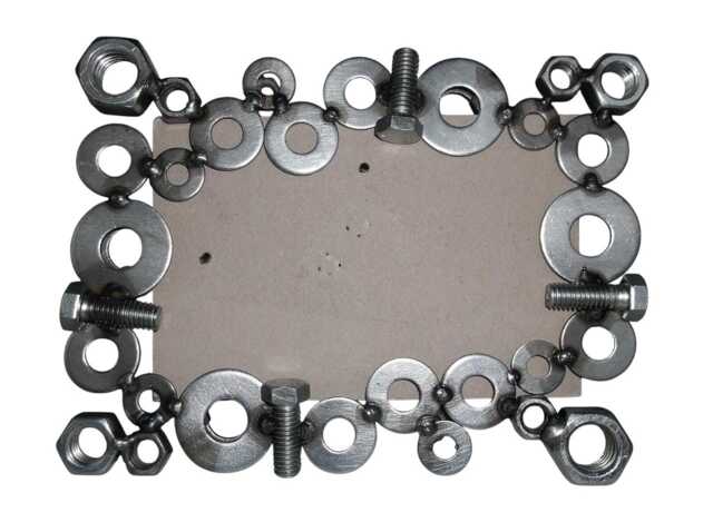 Recycled Metal Picture Frame Nuts & Bolts, 4x6, Handmade - image 1