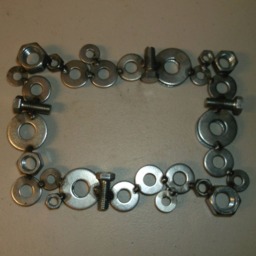 Recycled Metal Picture Frame Nuts & Bolts, 4x6, Handmade - thumbnail 3