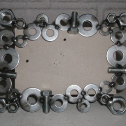 Recycled Metal Picture Frame Nuts & Bolts, 4x6, Handmade - thumbnail 2