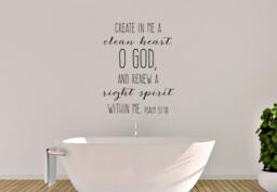 "Vinyl Wall Decal - Psalm 5110 ""Create in Me A Clean Heart, O God, & Renew Right Spirit Within Me." - thumbnail 1