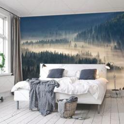 Misty Morning Forest Wall Mural, Into The Woods Wallpaper, Mountain Haze Mural, D??cor, Decal, Room D??cor - thumbnail 2