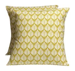 "2 X Clarke & Elise Chartreuse Cream Cushion Covers 16"" 18"" 20"" 22"" 24" - thumbnail 1