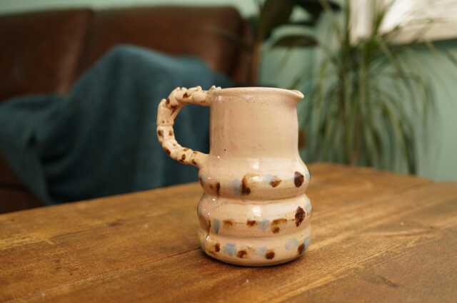 Handmade Ceramic Pink Caterpillar Jug Flower Pot, Caterpillar Vase, Desk Decorations - image 1