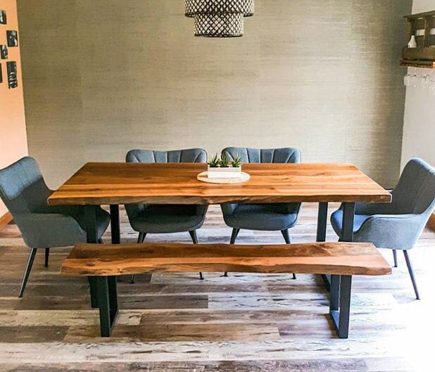 Live Edge Walnut Dining Table , Rustic Farmhouse Solid Wood With Custom Options - image 1