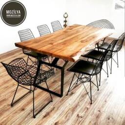 Live Edge Walnut Dining Table , Rustic Farmhouse Solid Wood With Custom Options - thumbnail 3