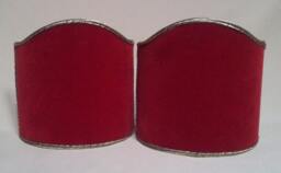 Pair Of Clip-On Shield Shades Red Velvet Rubelli Fabric Mini Lampshade - Handmade in Italy - thumbnail 1
