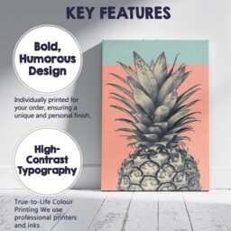 Retro Monochrome Pineapple Pop Art Tropical Canvas Wall Print Decor Picture Ready To Hang - thumbnail 2