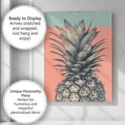 Retro Monochrome Pineapple Pop Art Tropical Canvas Wall Print Decor Picture Ready To Hang - thumbnail 3