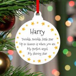 Angel Star Christmas Memorial Decoration - Personalised Remembrance Ornament Remembering A Loved One Baby Loss With Red Bag - thumbnail 3
