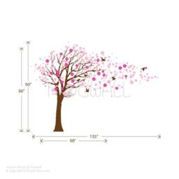 Removable Pink Cherry Blossom Tree Wall Decal Children Sticker Nursery Decals -Wall Decor Wallpaper - thumbnail 3