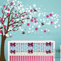 Removable Pink Cherry Blossom Tree Wall Decal Children Sticker Nursery Decals -Wall Decor Wallpaper - thumbnail 2