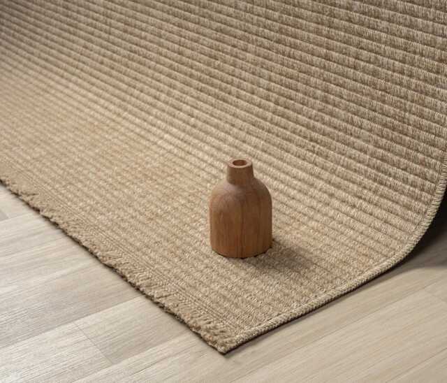 Ribbed Jute Area Rug, Beige Scandinavian Farmhouse Custom Size - image 1