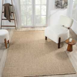 Ribbed Jute Area Rug, Beige Scandinavian Farmhouse Custom Size - thumbnail 3