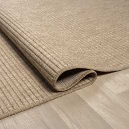 Ribbed Jute Area Rug, Beige Scandinavian Farmhouse Custom Size - thumbnail 2