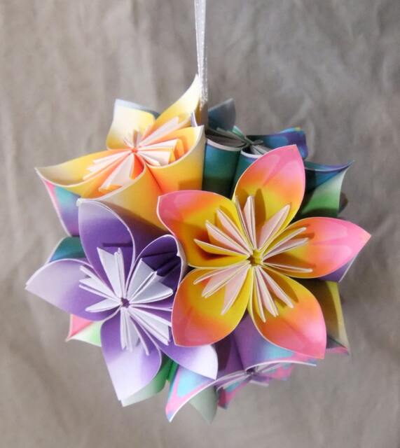 Christmas Tree Origami Ornament in Tie Dye Papers - image 1