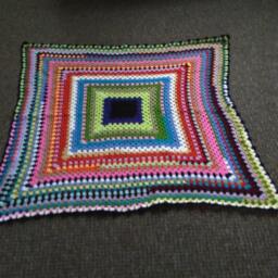 Granny Square Crochet Scrapghan Lapghan Throw Blanket Shawl Wrap - thumbnail 3