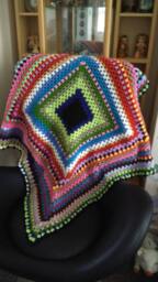 Granny Square Crochet Scrapghan Lapghan Throw Blanket Shawl Wrap - thumbnail 1