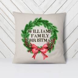 Custom Family Name Christmas Pillow - Wreath Decorative Throw 18 - thumbnail 3