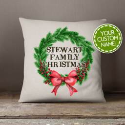 Custom Family Name Christmas Pillow - Wreath Decorative Throw 18 - thumbnail 4