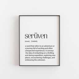 Turkish Print Ser??ven Definition - Gift, Cultural Wall Art, Language Decor, Inspirational Home Decor Adventure Gifts - thumbnail 1