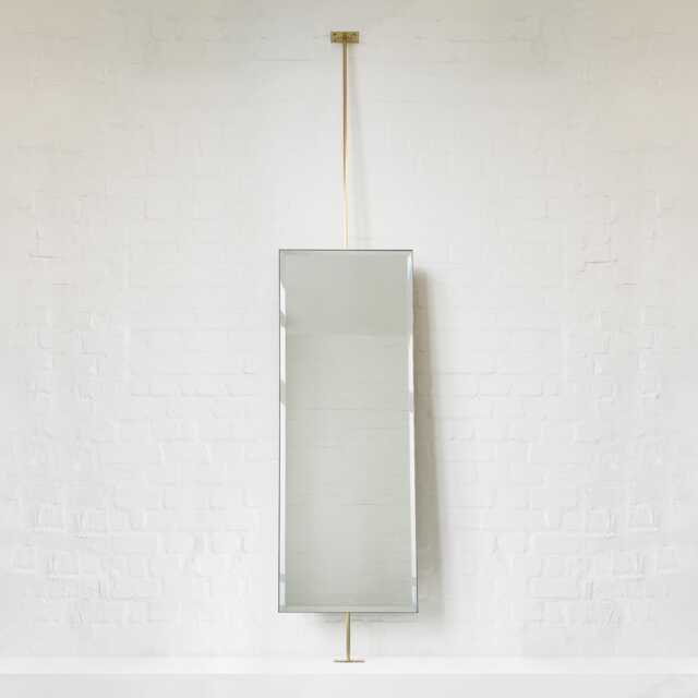 Quadris Countertop To Ceiling Rectangular Bevelled Mirror With Brass Frame - image 1