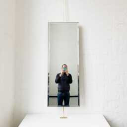 Quadris Countertop To Ceiling Rectangular Bevelled Mirror With Brass Frame - thumbnail 2