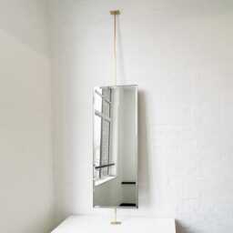 Quadris Countertop To Ceiling Rectangular Bevelled Mirror With Brass Frame - thumbnail 3