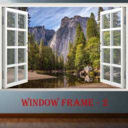3D Window Mountains Wall Sticker Nature View Decal Effect Print Landscape in Decor - thumbnail 2