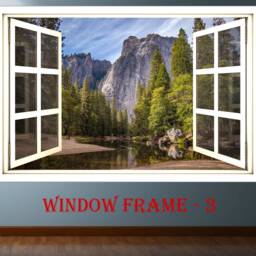 3D Window Mountains Wall Sticker Nature View Decal Effect Print Landscape in Decor - thumbnail 3